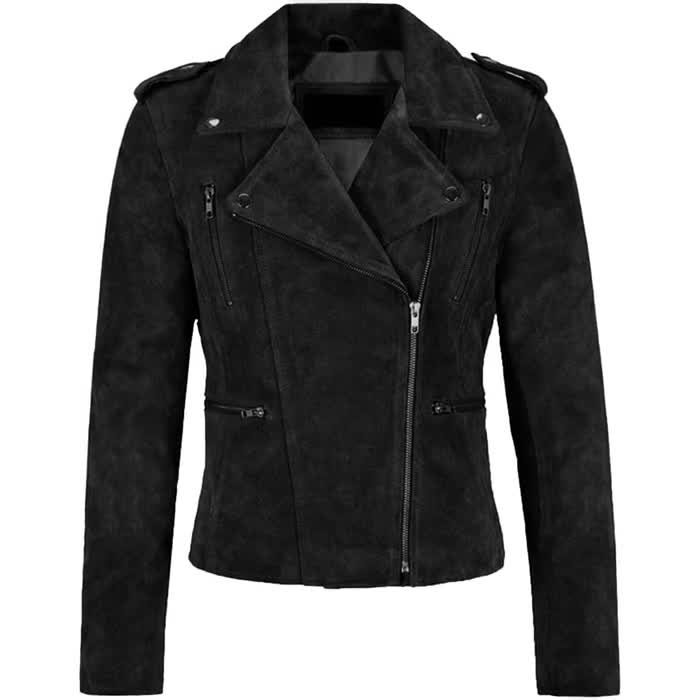 suède leather zip knit jacket black 2XL Black Suede Leather Jacket Women - Stylish Leather Jacket